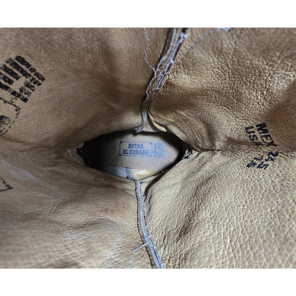 VTG EL DORADO Western Cowgirl BOOTS Leather Embroidered Brown Distressed 7.5 M - Picture 13 of 15